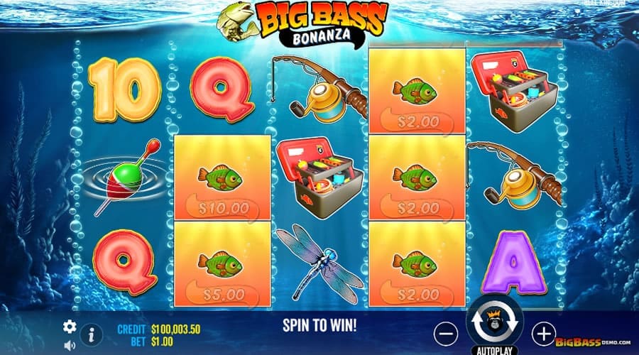 Механика бонусной рыбалки Big Bass Bonanza