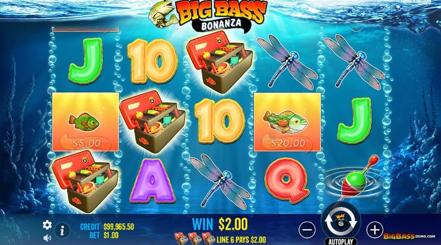 Активация 3-х уровней бонуса Big Bass Bonanza